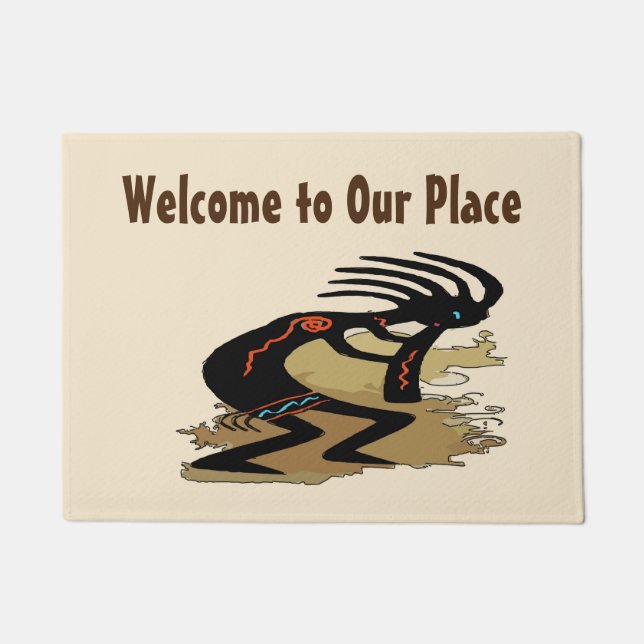 Tapete Bem-vindo, editar texto, Cocopelli (Frente)