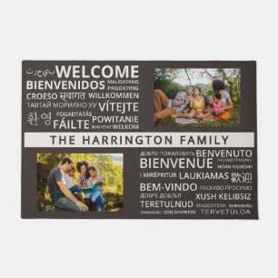 Tapete BEM-VINDO em idiomas com seu nome e 2 fotos