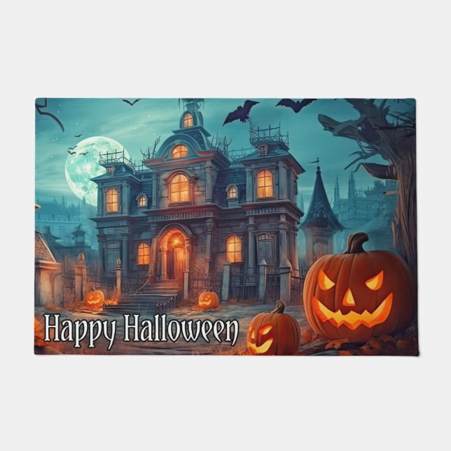 Tapete Bem-vindo | Feliz Halloween Spooky Pumpkins (Frente)