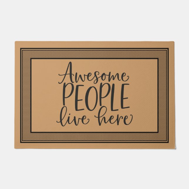 Tapete Bem-vindo, Mat Adorável Pessoas Live Aqui (Frente)