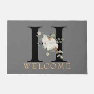 Tapete BEM-VINDO Monograma Floral Branco Monograma H Port