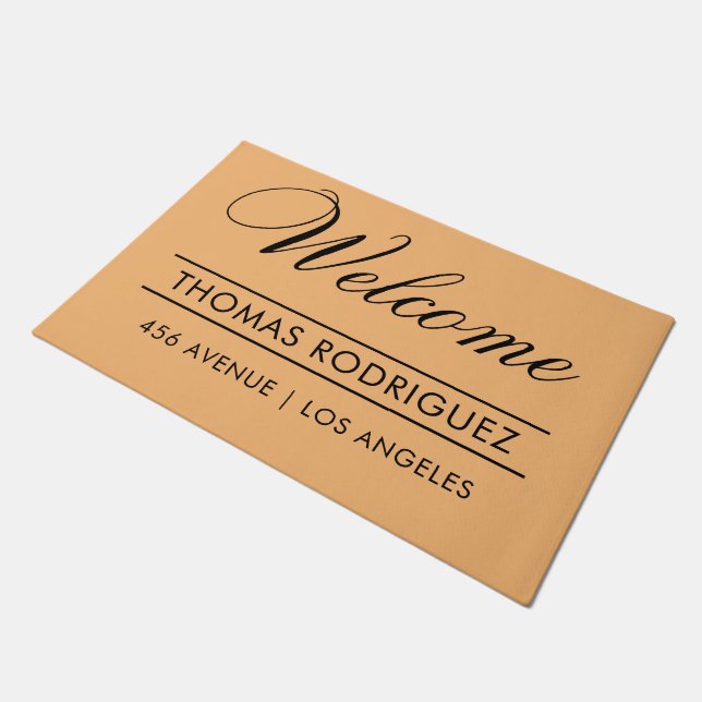 Tapete Bem-vindo|Nome|Moderno do Endereço (Inclinado)