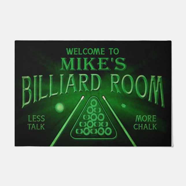 Tapete Bem-Vindo Personalizado À Porta Do Billiard Room (Frente)