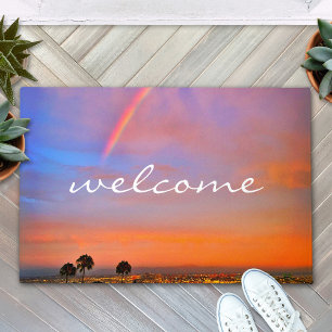 Tapete "Bem-vindo" Rainbow Orange Pink & Blue Sunrise Fot