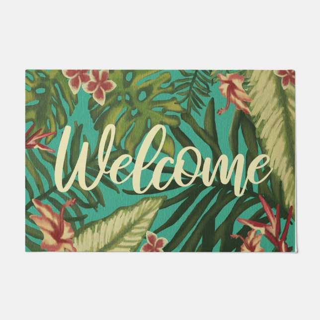 Tapete Bem-vindo Tropical Hawaii Jungle Mat, Summer Vibes (Frente)