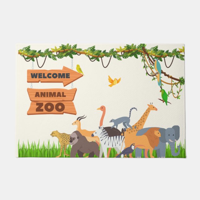 TAPETE BEM-VINDO ZOO ANIMAL (Frente)