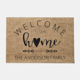 Tapete Bem-vindos calorosos a nossa casa personalizada