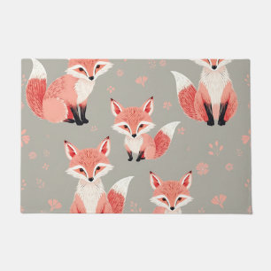 Tapete Berçário de Bebê Raposa Rosa Padrão de Animal da F