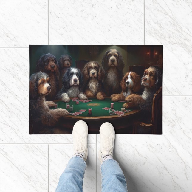 Tapete Bernedoodle Dogs Jogando Poker Art (Interior)