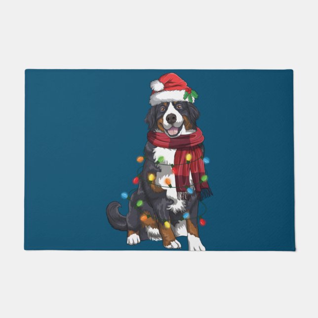 Tapete Bernese Mountain Christmas Light Engraçado (Frente)
