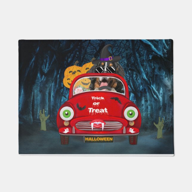 Tapete Bernese Mountain Dog Dirigindo Carro Assusta Hallo (Frente)