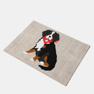 Tapete Bernese Mountain Dog Swiss Cross Tan Burlap