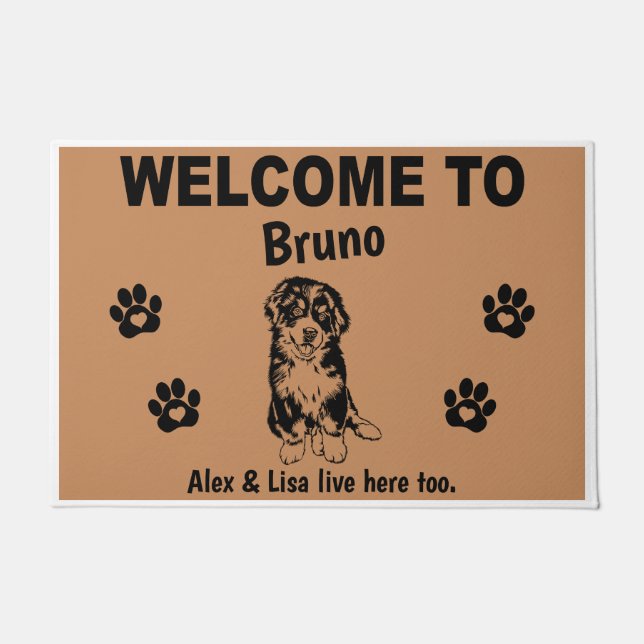 Tapete Bernese Mountain Dog Welcome Home Personalized     (Frente)
