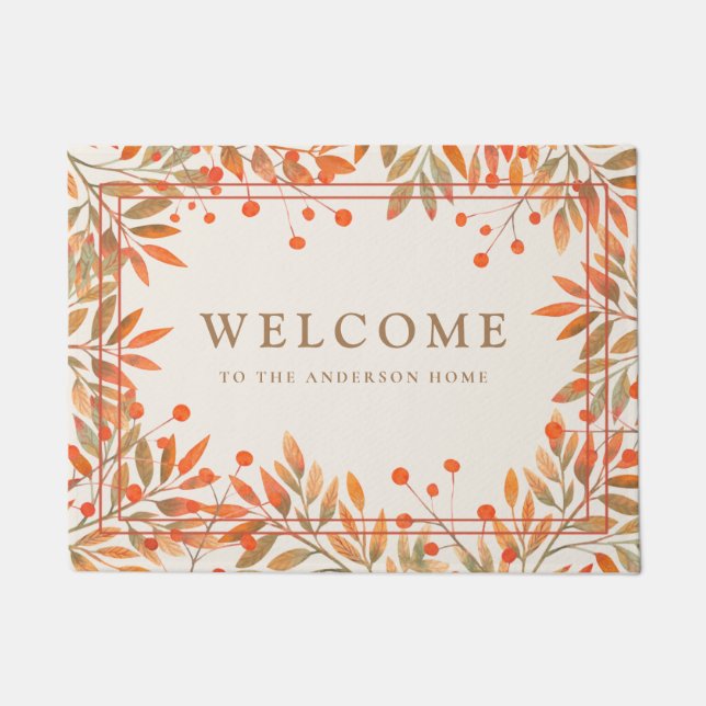 Tapete Berries vermelhos ruivos e quedas deixam uma camad (Frente)