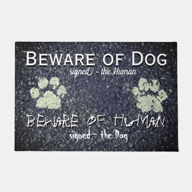 Tapete Beware do cão Beware o divertimento humano dos (Frente)