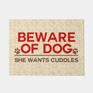 Tapete Beware do cão que quer afagos