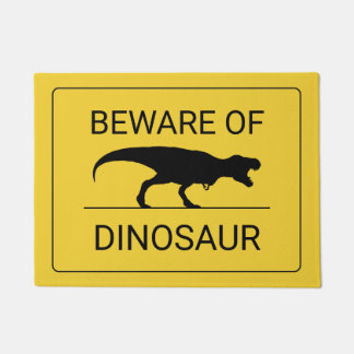 Tapete Beware do Doormat engraçado do dinossauro