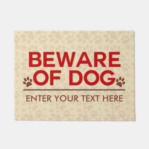 Tapete Beware do texto do costume do cão