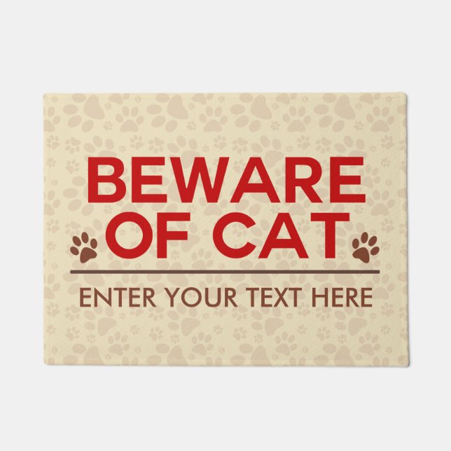 Tapete Beware do texto do costume do gato (Frente)