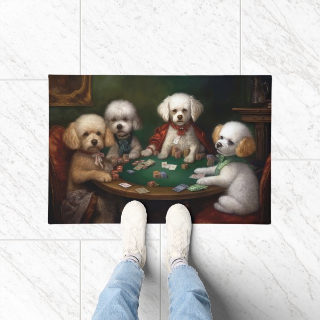 Tapete Bichon Frise Dogs Jogando Poker Art (Interior)