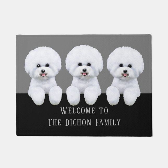 Tapete Bichon Frise Doormat Personalizável (Frente)