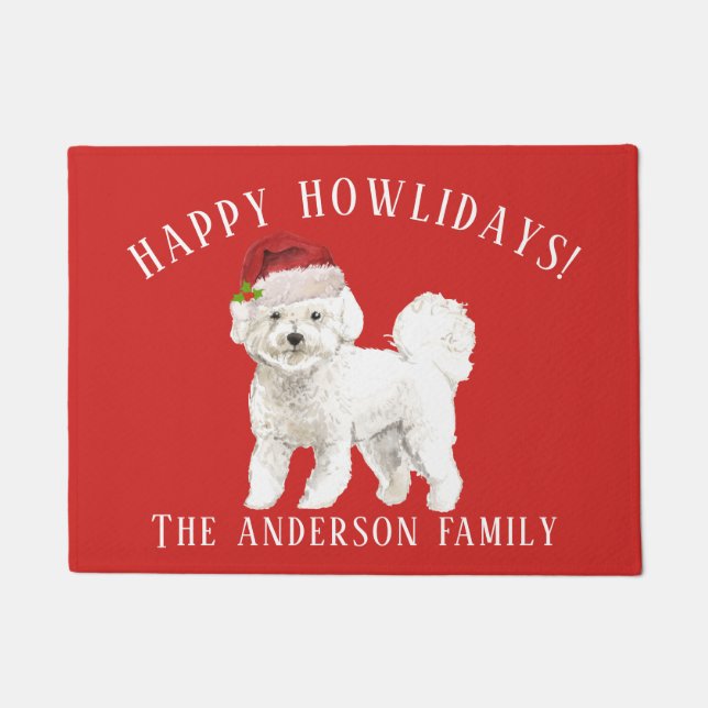 Tapete Bichon Frise Happy Howlidays Natal (Frente)