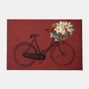 Tapete bicicleta vermelha bem-vinda da bicicleta da