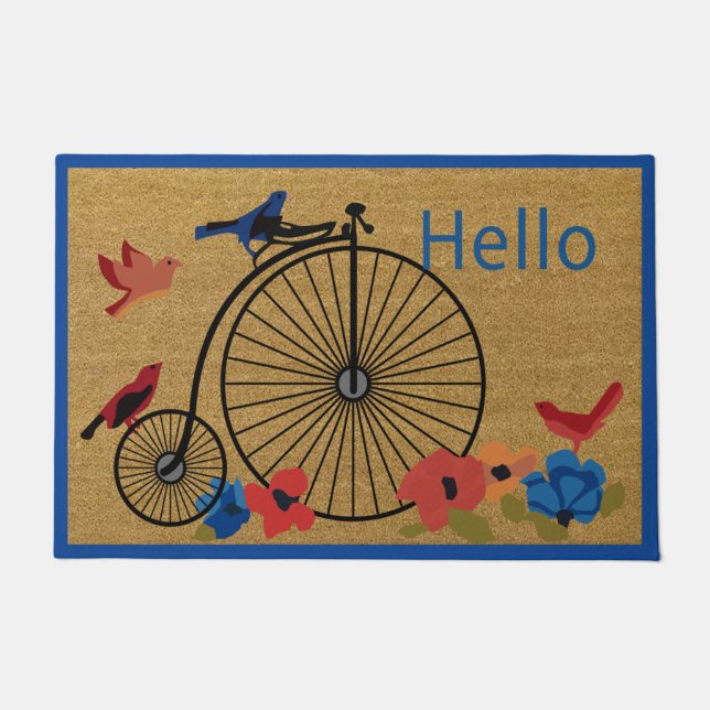 Tapete Bicycle Welcome Mat, Bike Doormat, Bike Rider Gift (Frente)