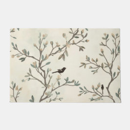 Tapete Bird Branch Watercolor Beige Nature Painting