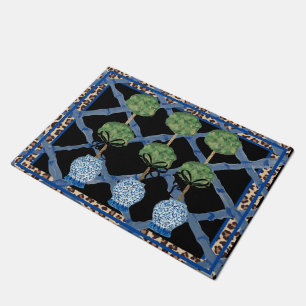 Tapete Black Bamboo Chinoiserie Ginger Jar Doormat Rug