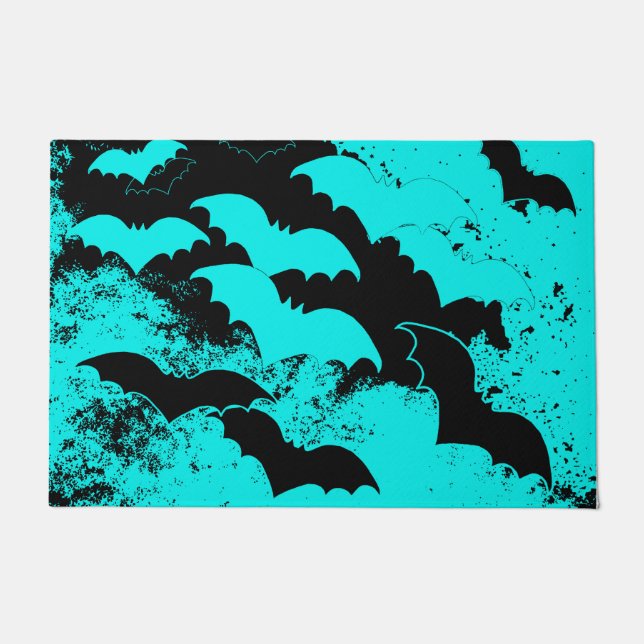 Tapete Black Bats In Flight Teal (Frente)