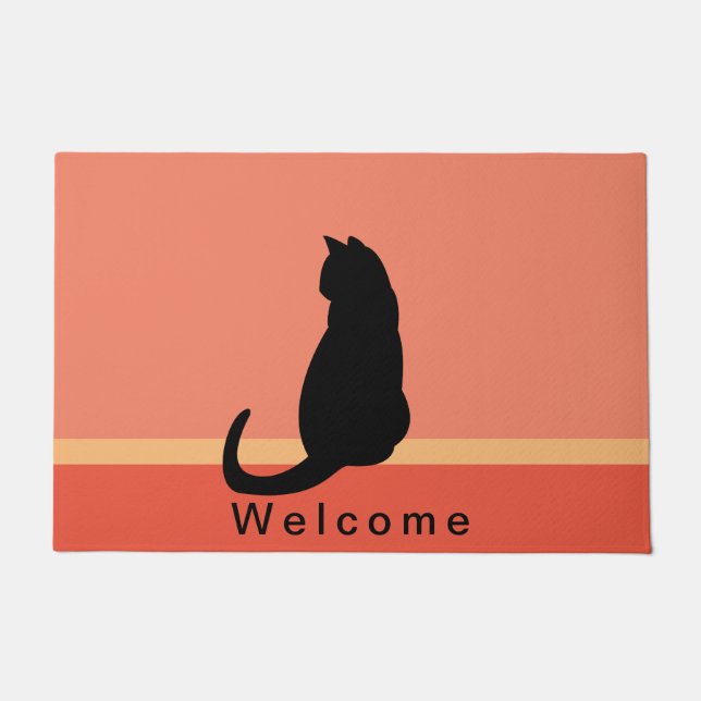 Tapete Black Cat Silhouette Orange & Black WELCOME (Frente)