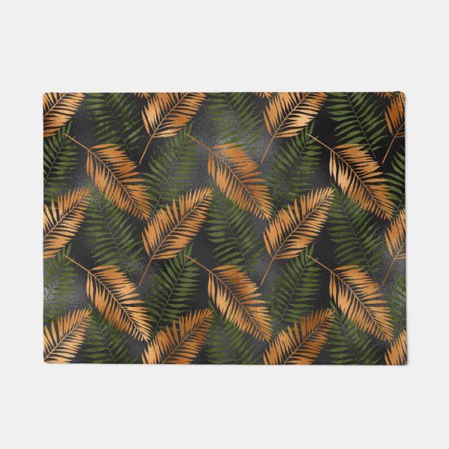 Tapete Black Copper Brown Palm Tree Leaf Glam Tropical (Frente)