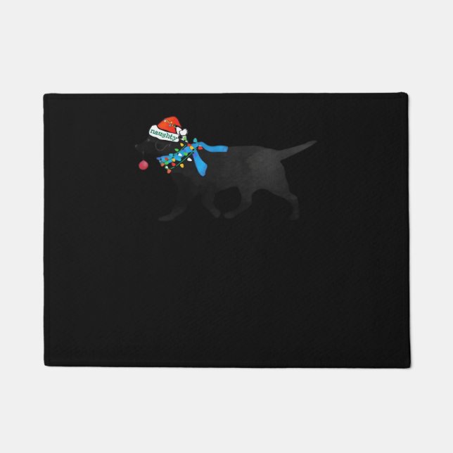 Tapete Black Lab Naughty Christmas Dog Classic T-Shirt (Frente)