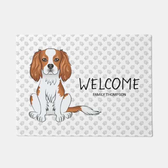 Tapete Blenheim Cavalier King Charles Spaniel & Texto (Frente)