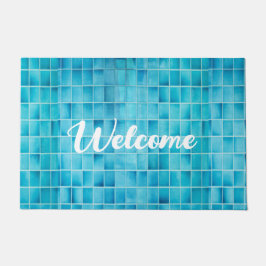 Tapete Blocos de azulejo de vidro azul mosaico