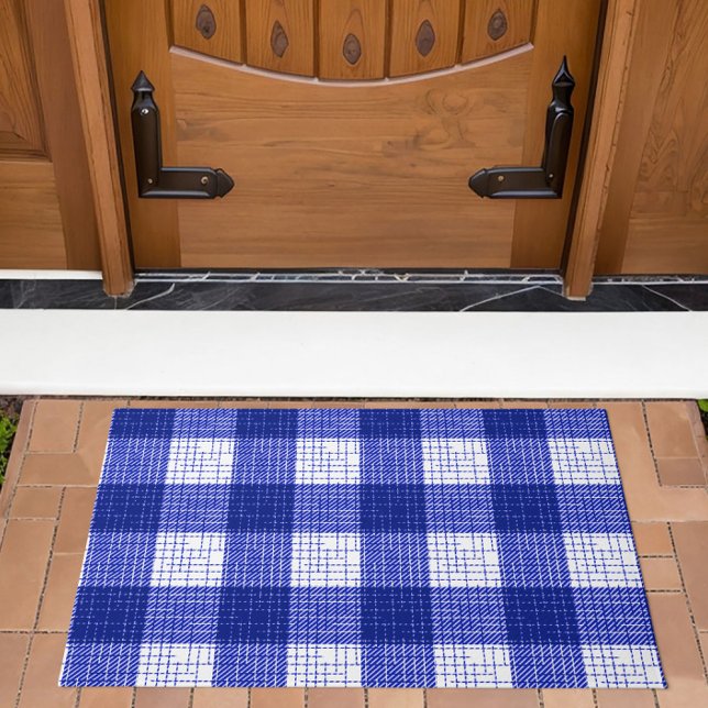 Tapete Blue and White Bold Checkered Plaid Design  (Criador carregado)