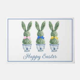 Tapete Blue and White Chinoiserie With Rabbit Topiaries