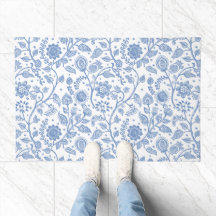 Blue and White Floral Botanical Pattern Whimsical