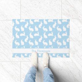 Tapete Blue And White Pattern Of Bunnies With A Name