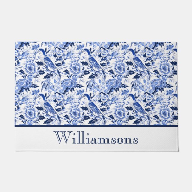 Tapete Blue Bird Chinoiserie Monogram Name (Frente)