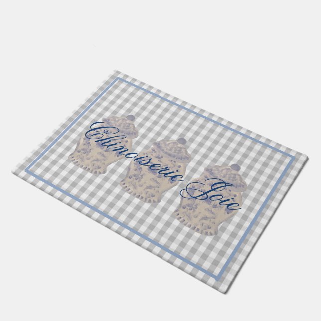 Tapete Blue Chinoiserie pintada à mão Ginger Jar Jars (Inclinado)