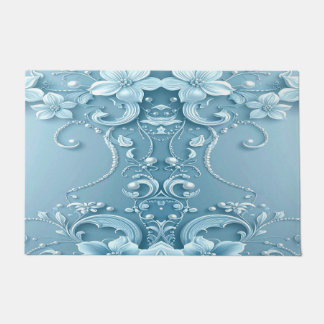 Tapete Blue Decorative Floral Doormat