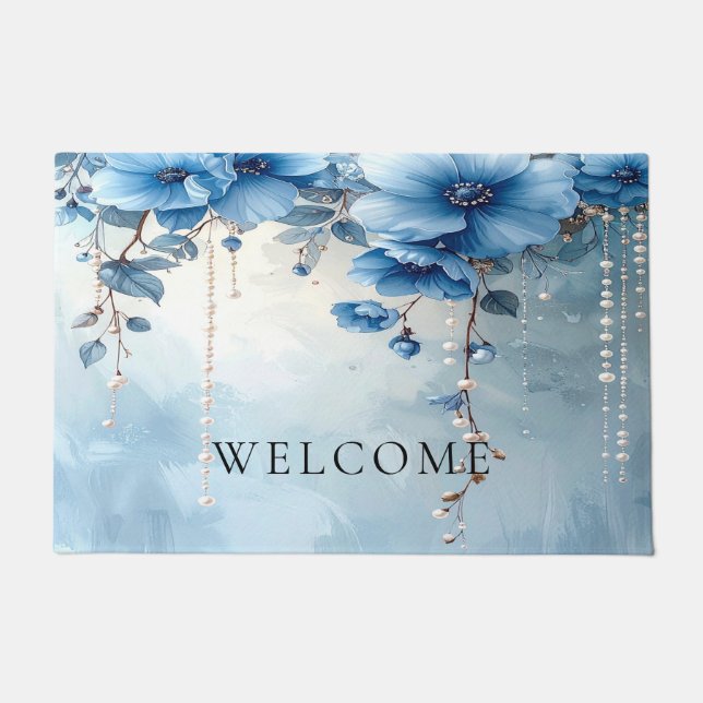Tapete Blue Flowers and Pearls Doormat (Frente)
