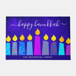 Tapete Blue Happy Hanukkah Script Modern Boho Candle