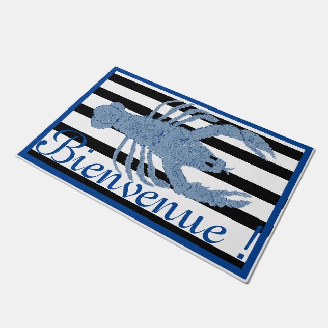 Tapete Blue Lobster Ginger Jars Jar French Flag Doormat (Inclinado)