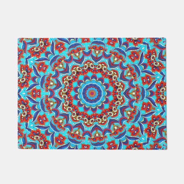 Tapete Blue Teaf Floral Mandala Boho (Frente)