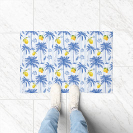 Tapete Blue Toile Palm Trees Lemons 