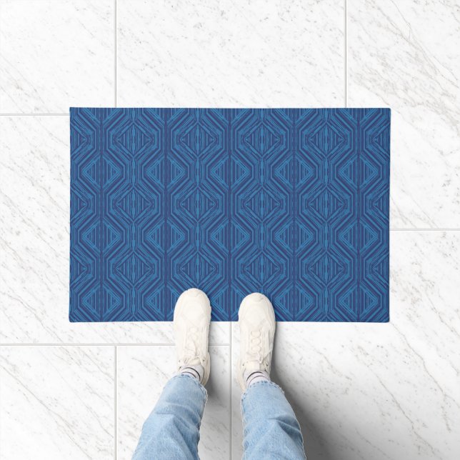 Tapete Blue Trellis Modern Strike Squares e Diamantes (Interior)