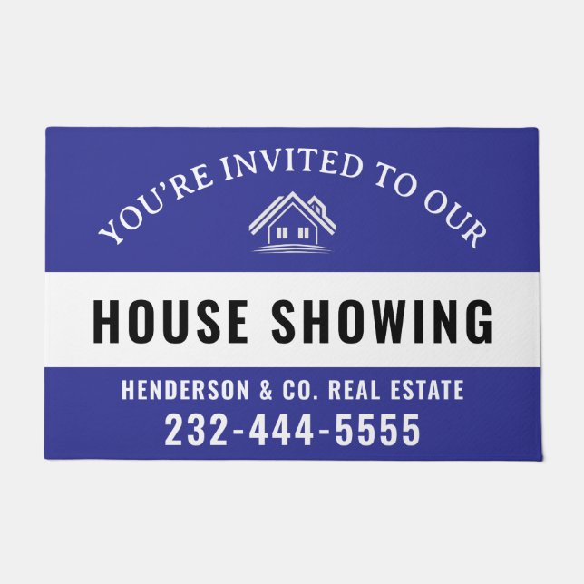 Tapete Blue Welcome Open House Custom doormat (Frente)